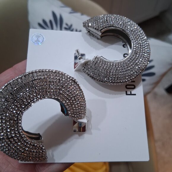 Forever 21 Chunky Rhinestone Hoops - Picture 3 of 5